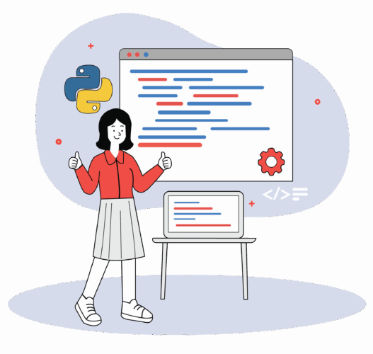 Python logo on a dark code background under the heading Python Programming Assignment Help