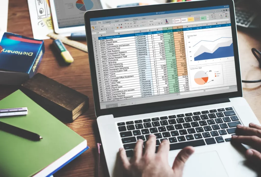 Man Working On Excel Sheet