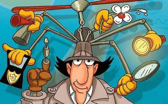 Inspector Gadget-style illustration representing the intersection of hacking and technology