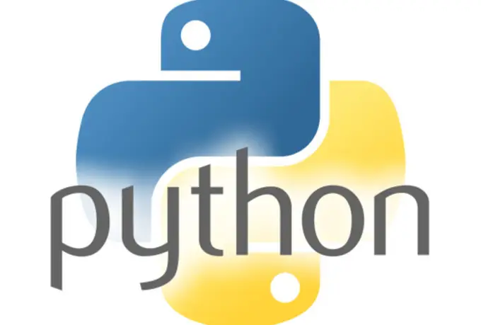 Python programming language logo on a dark background