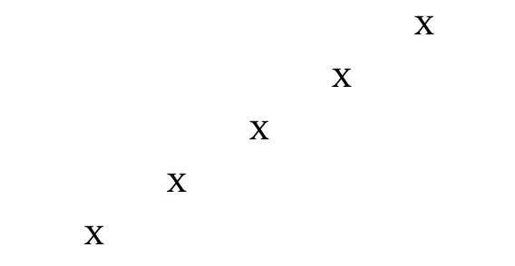 Console output showing a right-aligned column of X characters confirming pyramid indentation
