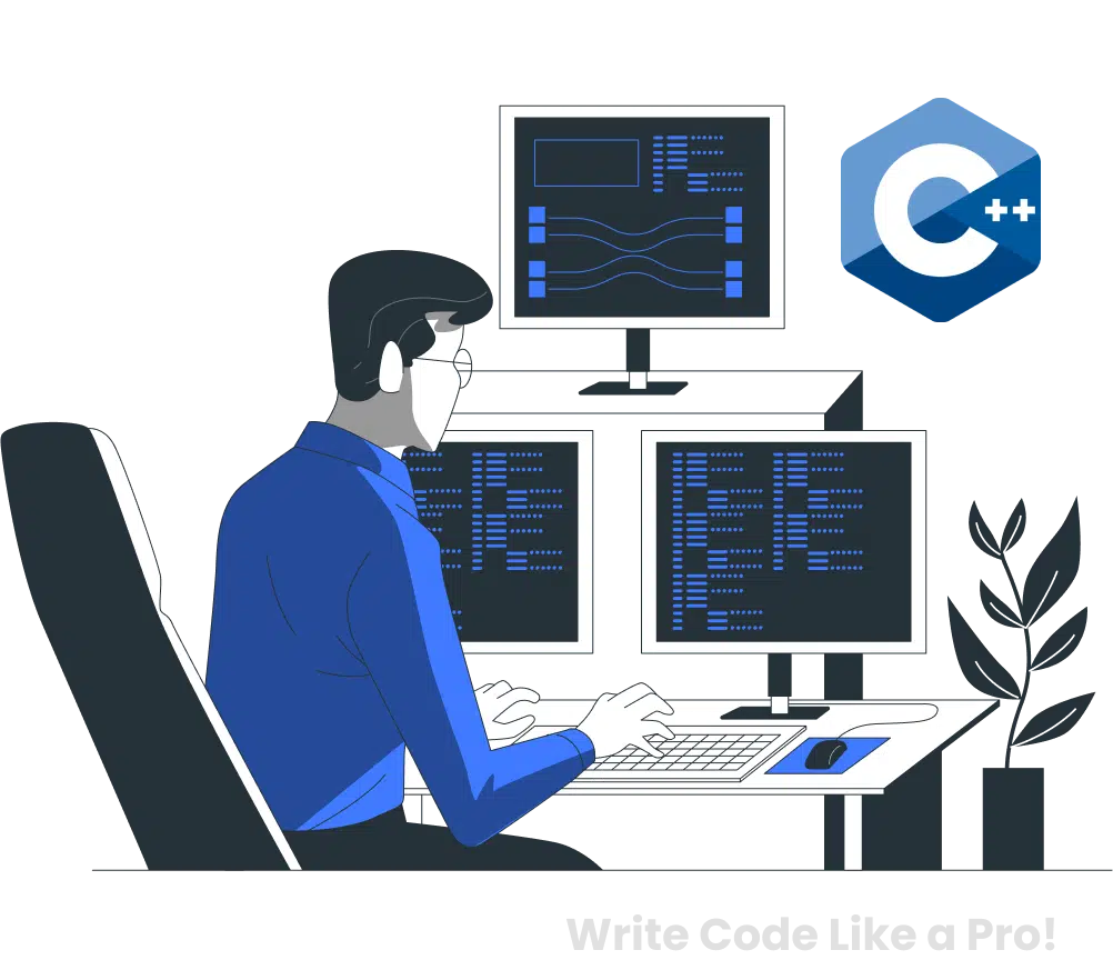 C++ source code displayed in a terminal with syntax highlighting, illustrating best practices for clean code