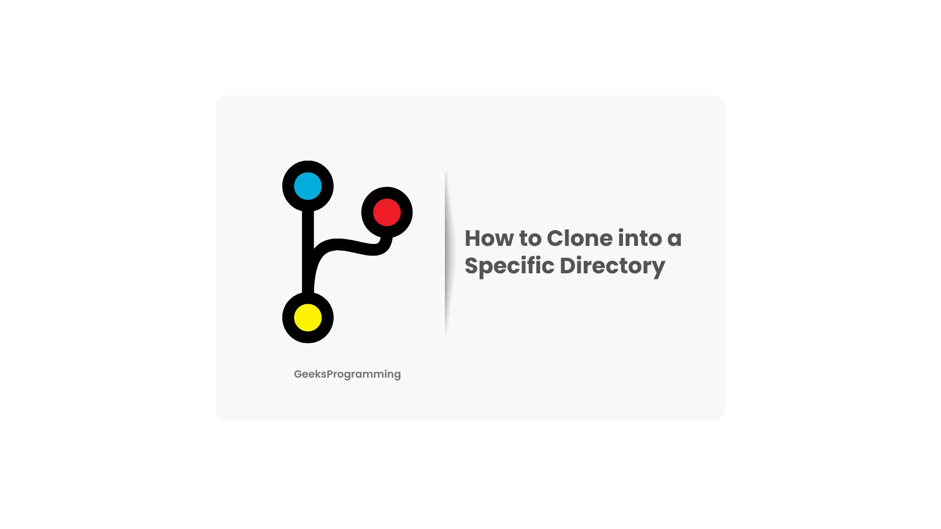 Git branch graph icon with blue, red, and yellow commit nodes next to the title How to Clone into a Specific Directory