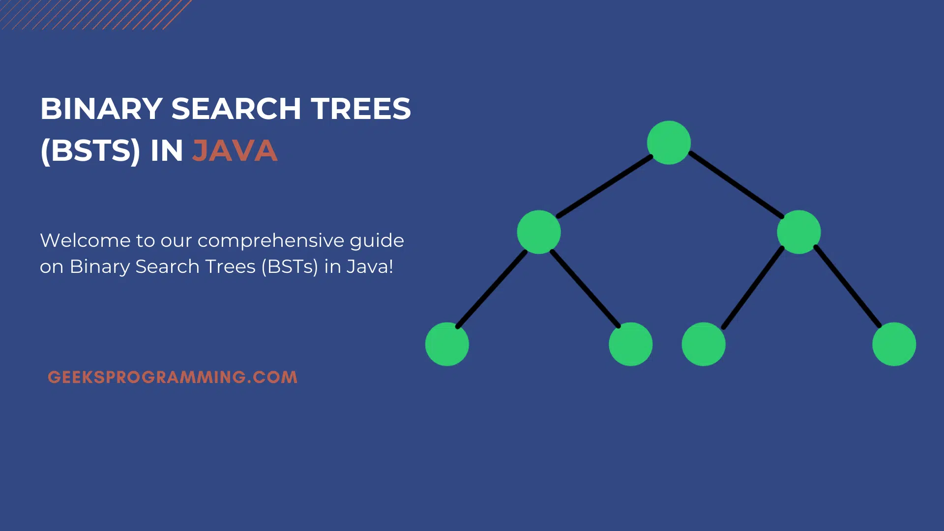 Diagram showing a Binary Search Tree with labeled nodes, left subtree, and right subtree in Java
