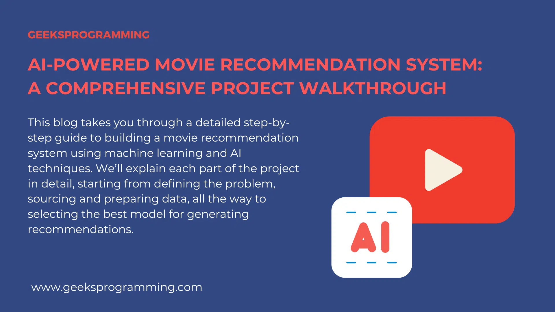 AI movie recommendation system project banner with film and machine learning icons
